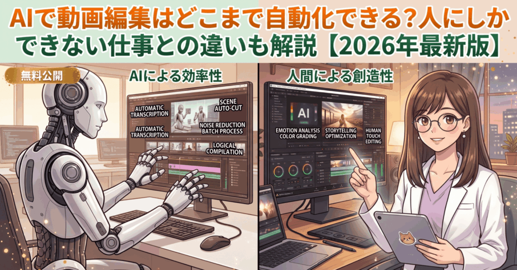 AIで動画編集はどこまで自動化できる？人にしかできない仕事との違いも解説【2026年最新版】