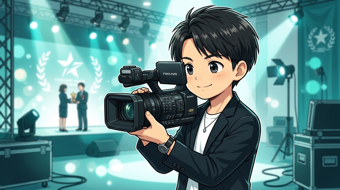 表彰式の映像演出とOPムービーで会場の熱量の波を設計するイメージ